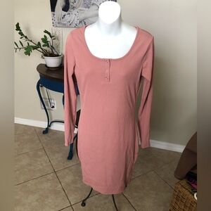 NWT BTFBM Pink Ribbed Long Sleeve Bodycon Dress M